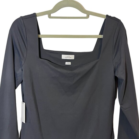 Aritzia Babaton Contour Squareneck Longsleeve Bodysuit Gray XL - Picture 4 of 10